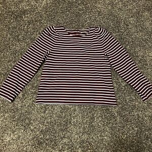 J. Crew Burgundy and White Striped Long Sleeve Top